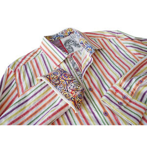 Robert Graham Men Striped Paisley Button Up shirt XL Eclectic Artsy Preppy Work